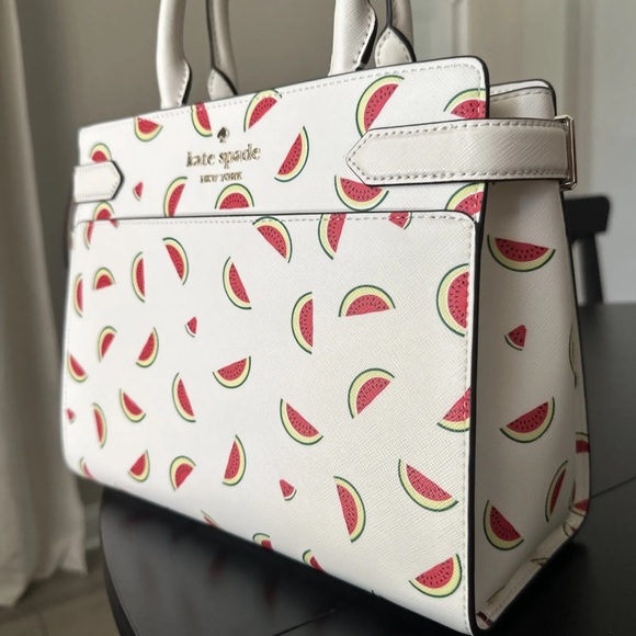 Kate Spade Staci Medium Top Zip Satchel Crossbody Watermelon Cream Multi - Picture 2 of 10